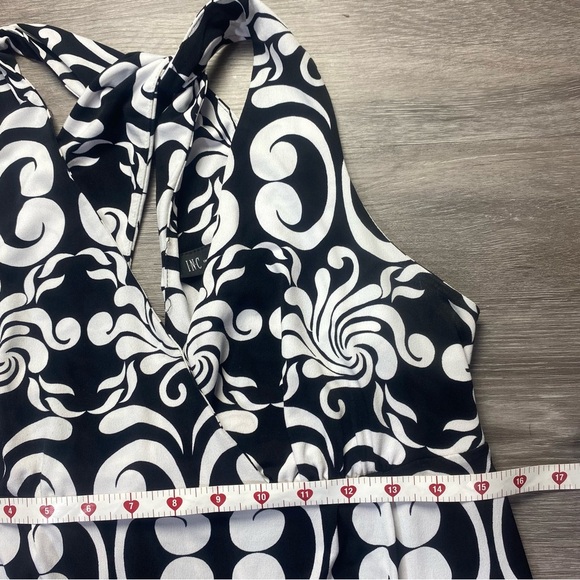 INC International Concepts Halter Dress Black White Swirl Print Size M - Picture 7 of 8